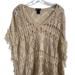 Wet Seal Knit Fringe Trim Cover-up Poncho